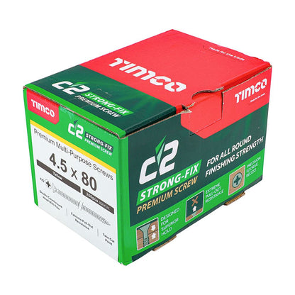 TIMCO C2 Strong-Fix PZ2 CSK ZYP 4.5 x 80 Gold Pack 200