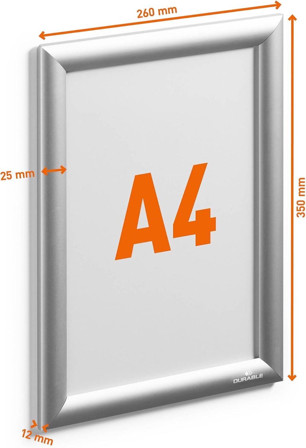 Durable Outdoor Snap Frame A4 Silver Aluminium Weatherproof Poster Holder | Durable Snap Frame for Office, Warehouse and Workplace Use