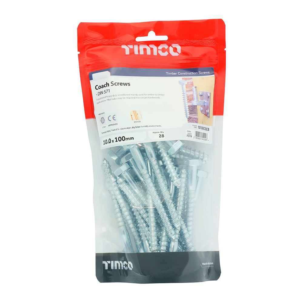 TIMCO Coach Screws Hex Head Silver Zinc Wood Timber Lag Bolt All Sizes