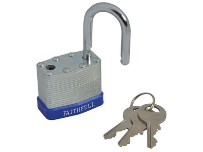 Faithfull FAIPLLAM40 Laminated Steel Padlock 40mm 3 Keys |