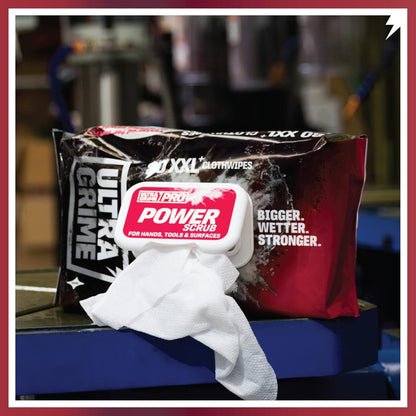 UltraGrime PRO Power Scrub Wet Wipes XXL 80 Pack Heavy Duty Scrubbing Wipes