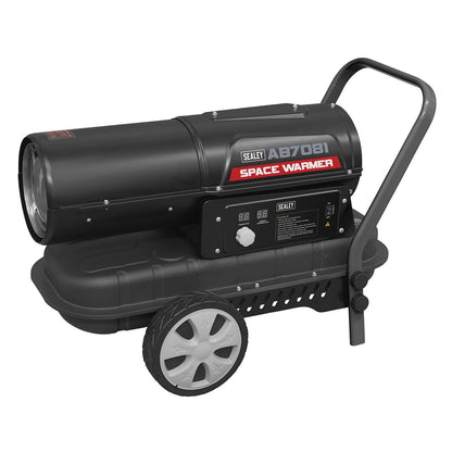 Sealey AB7081 Space Warmer Kerosene/Diesel Heater with Wheels 70,000Btu/hr | 70,000Btu/hr(20kW), 230V~50Hz, Thermostat, Wheels