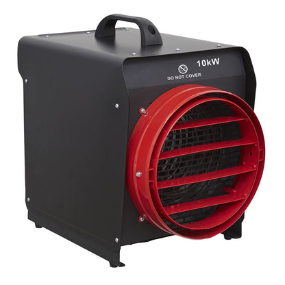 Sealey DEH10001 Industrial Fan Heater with Ducting 10kW/400V | 5000/10000W, 400V - 32A, Thermostat, Tip-Over Switch, Adjustable