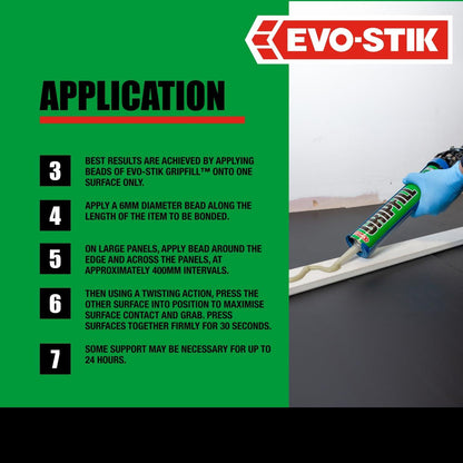 12 x EVO-STIK Gripfill 350ml High Strength Gap Filler Adhesive Cartridge