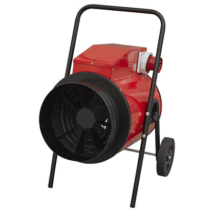Sealey EH30001 Industrial Fan Heater 30kW/400V | 102,500Btu/hr, 15000/30000W, 400V - 63A, Thermostat, Wheels, Overheat Protection, Tip-Over Switch
