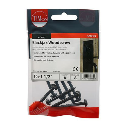 TIMCO Blackjax PZ2 RND 10 x 1 1/2 Black Pack 8