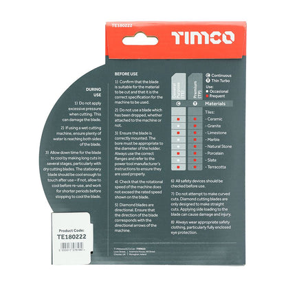TIMCO GP Tile & Ceramic Blade 180 x 22.2 Pack 1