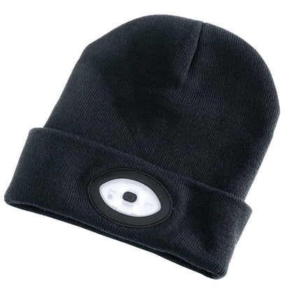 Draper BEANIE WITH TORCH - BLACK 99521 99521 Beanie Hat with Rechargeable Torch, One Size, 1W, 100 Lumens