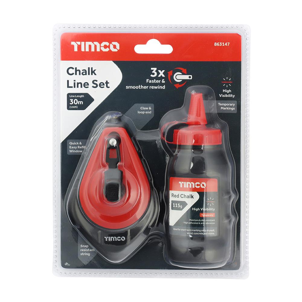 TIMCO Chalk Line Set 30 x 115g Red Pack 1