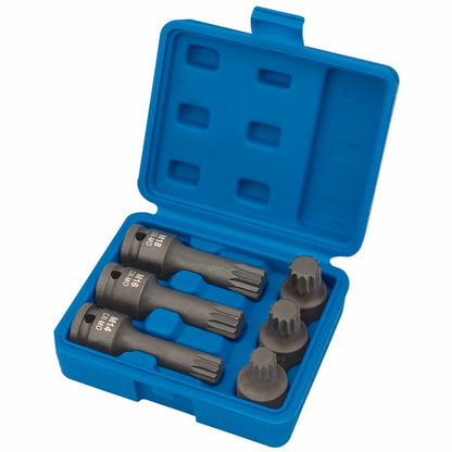 Draper 6 PCE 1/2 IMPACT SPLINE SET 28881 Impact Spline Bit Set, 1/2" Sq. Dr. (6 Piece)