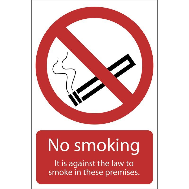 Draper SMOKING AGAINST LAW SIGN 72167 Prohibition and Fire Equipment Signs