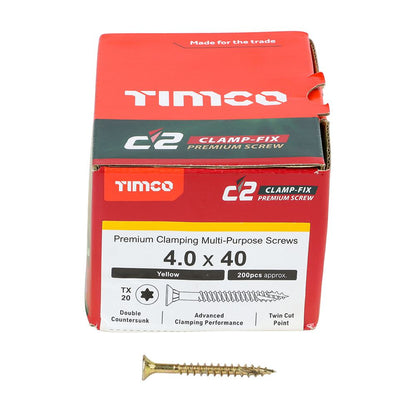 TIMCO C2 Clamp-Fix TX20 CSK ZYP 4.0 x 40 Gold Pack 200