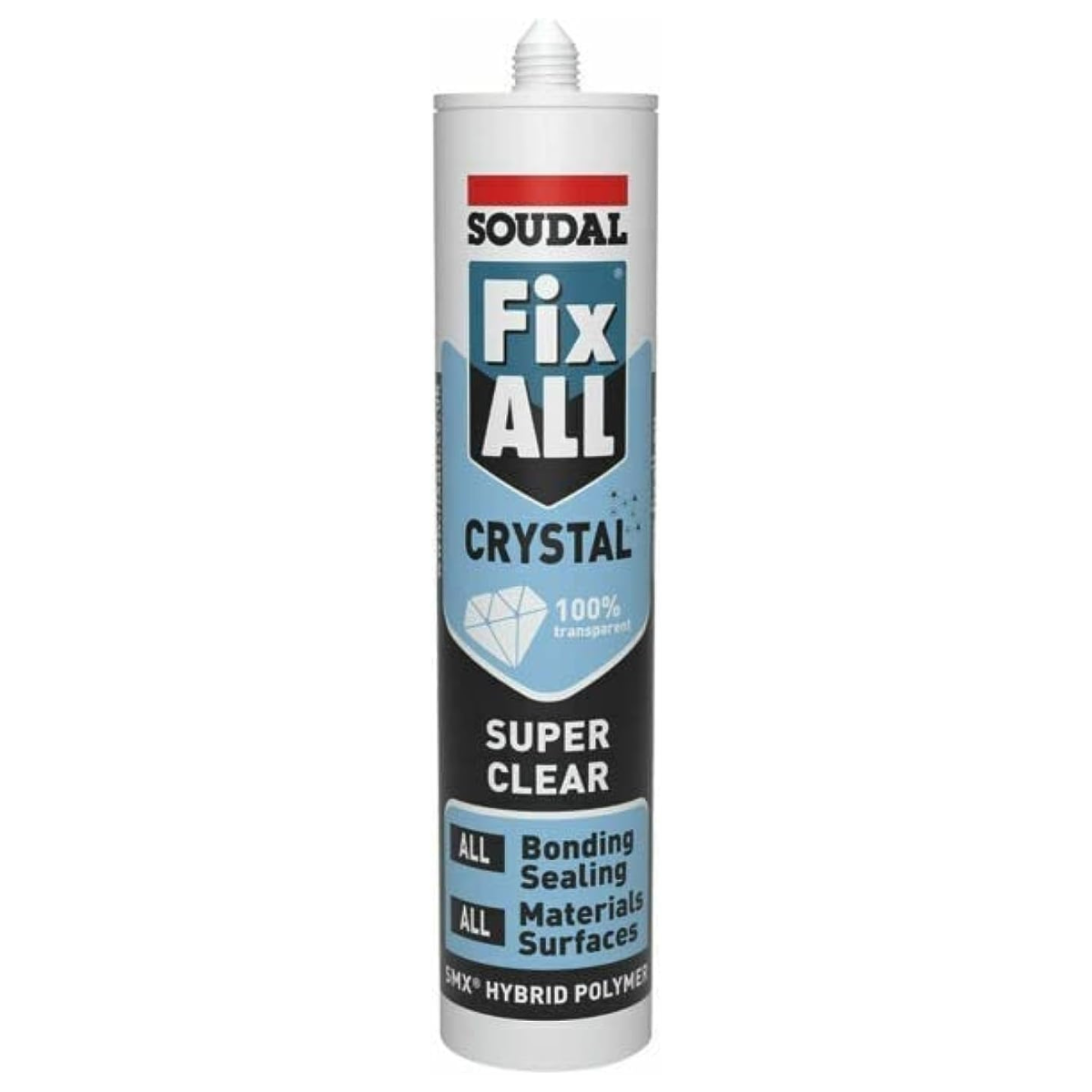 12 x Soudal Fix ALL Clear High Tack Adhesive Sealant Waterproof 290ml