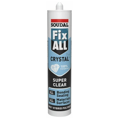 12 x Soudal Fix ALL Clear High Tack Adhesive Sealant Waterproof 290ml