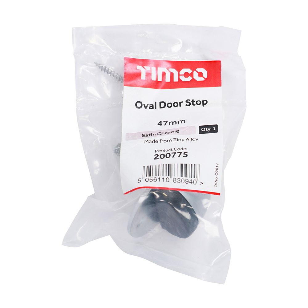 TIMCO Oval Door Stop Satin Chrome 47mm Pack 1