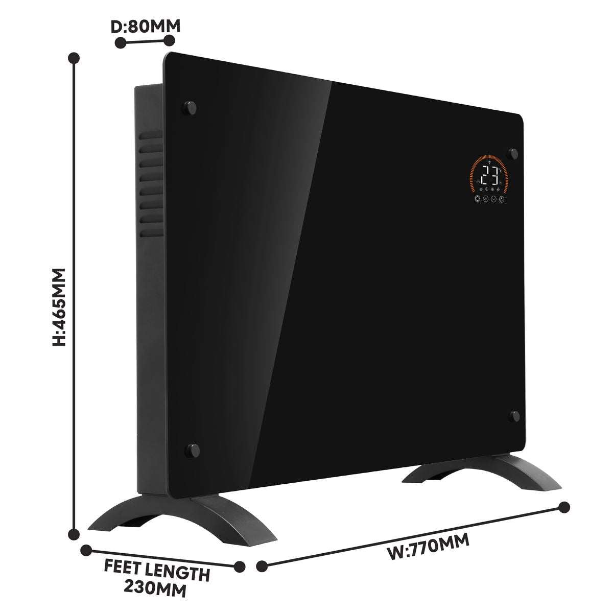 Baridi DH139 Electric Glass Panel Heater, 2000W, Thermostat Controlled Radiator with 24Hr 7 Day Timer, Wi-Fi Enabled, Remote Control, Black | 230V