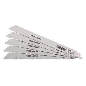 Draper RECIP SAW BLADE 5PCS - S1122HF 38754 Bi-metal Reciprocating Saw Blades for Multi-Purpose Cutting, 225mm, 10tpi (Pack of 5)