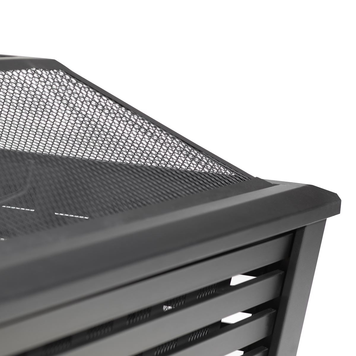 Dellonda DG43 89cm Square Outdoor Fire Pit, Black | Safety Screen | Contemporary style square fire pit is perfect for relaxing outdoors with family