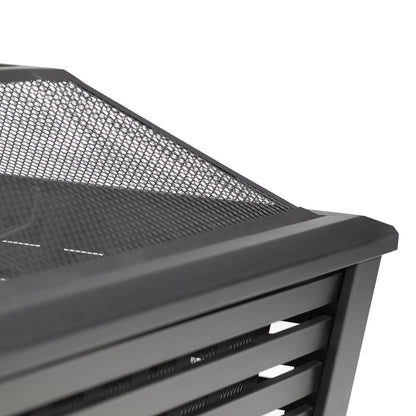Dellonda DG43 89cm Square Outdoor Fire Pit, Black | Safety Screen | Contemporary style square fire pit is perfect for relaxing outdoors with family