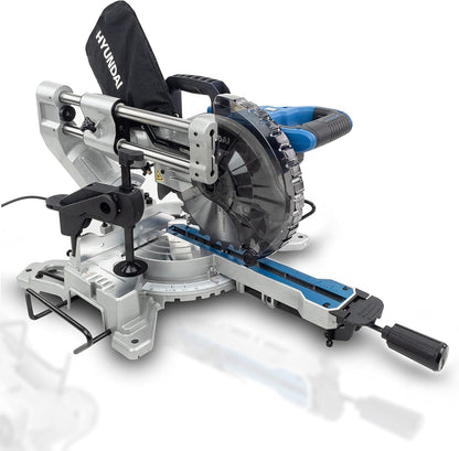 Hyundai HYMS1500E Electric Mitre Saw 1500W 210mm Blade 70mm Cut Sliding 230V Chop Saw Sliding Saw Woodworking Chop Saw
