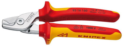 27012 KNIPEX KNIPEX 95 16 160 SB StepCut VDE Insulated Cable Shears, 160mm Professional Trade DIY Workshop Garage Use