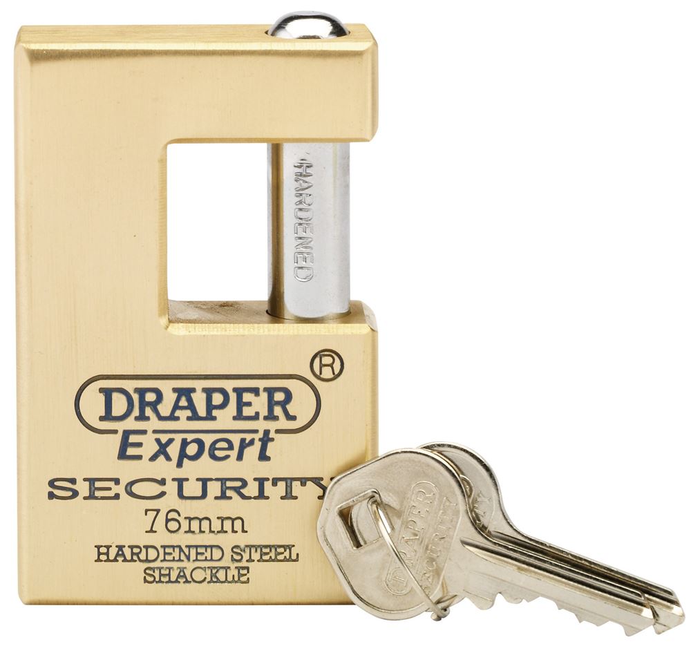 64202 Draper Expert Expert Close Shackle Solid Brass Padlock with Hardened Steel Shack Close Shackle Padlocks Professional Trade DIY Workshop Garage