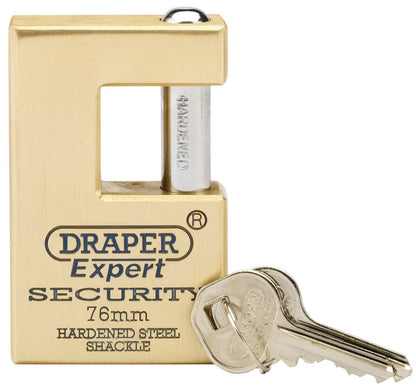 64202 Draper Expert Expert Close Shackle Solid Brass Padlock with Hardened Steel Shack Close Shackle Padlocks Professional Trade DIY Workshop Garage