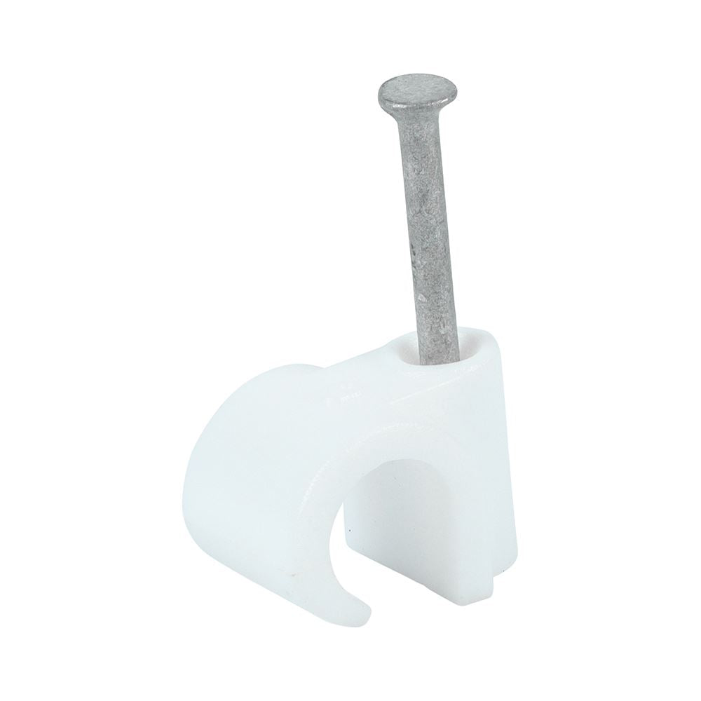 TIMCO Round Cable Clip White To fit 9.0mm White Pack 100