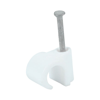 TIMCO Round Cable Clip White To fit 9.0mm White Pack 100