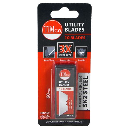 TIMCO Utility Knife Blade 60 x 19 x 0.6 Pack 10