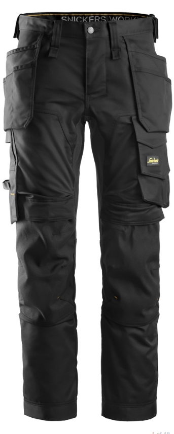Snickers AllroundWork, Stretch Trousers Holster Pockets Waist 36" Black