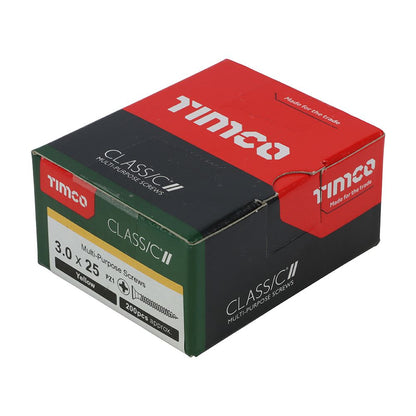 TIMCO Classic Screw PZ1 CSK ZYP 3.0 x 25 Gold Pack 200