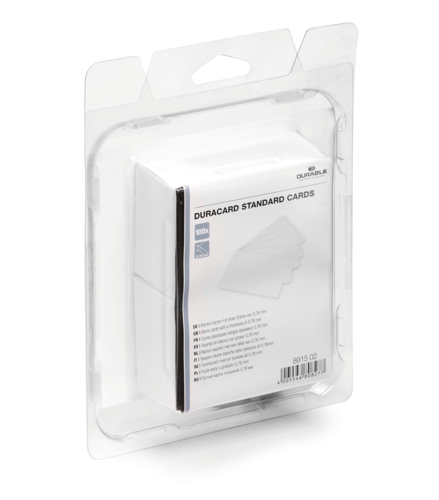 Durable DURACARD ID 300 Premium Plastic Blank Cards 0.75mm | 100 Pack | 54x86mm