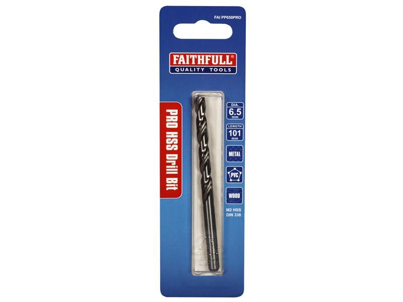 Faithfull FAIPP650PRO Professional HSS Jobber Drill Bit Pre Pack 6.50mm OL:100mm WL:58mm |