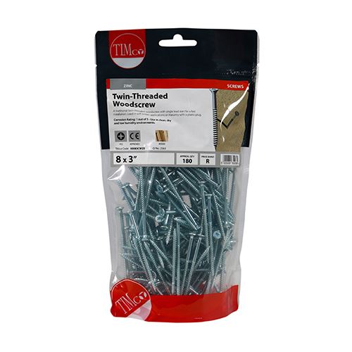 TIMCO Brass Timber Screw SLOT RND 8 x 1 Pack 200