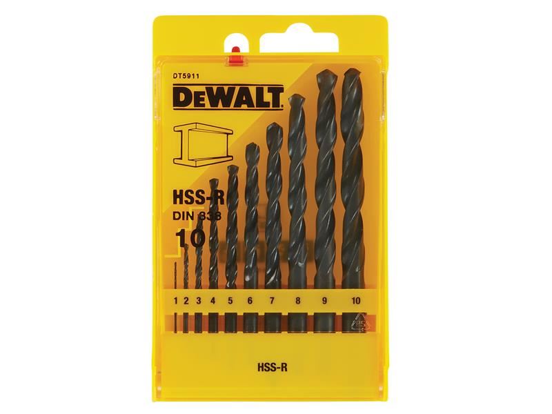 DeWalt DT5911-QZ DT5911 HSS-R Jobber Drill Bit Set, 10 Piece