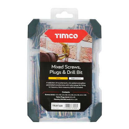 TIMCO Mix Screws Plug Drill Bit ZYP 91pcs Gold Pack 1