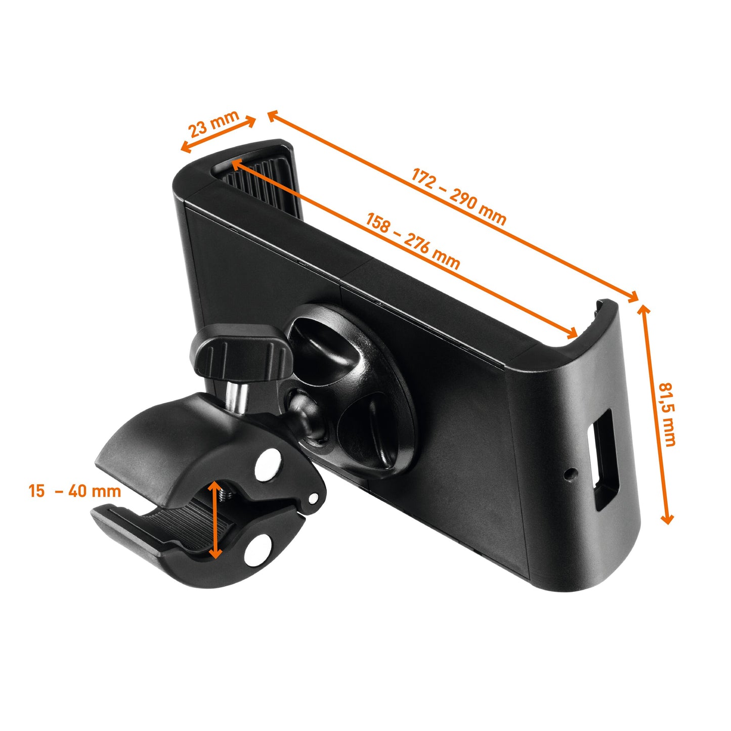 Durable TOUGH Ball Joint Tablet Holder Clamp XL for Cases | Black