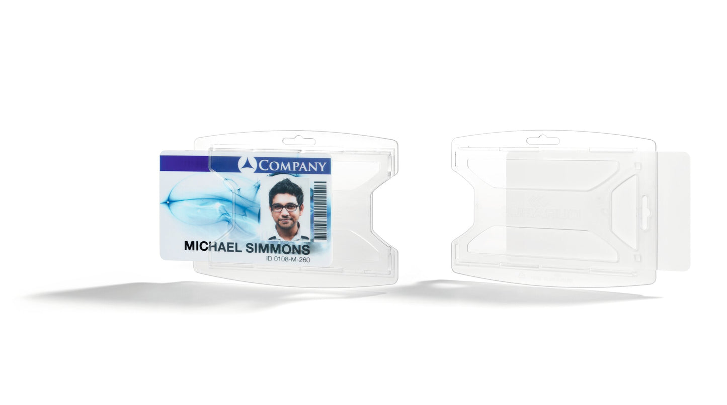 Durable reXycle 1 Card Security Pass ID Badge Holders Euro Hook | 10 Pack | 7.4 x 10.6 x 10