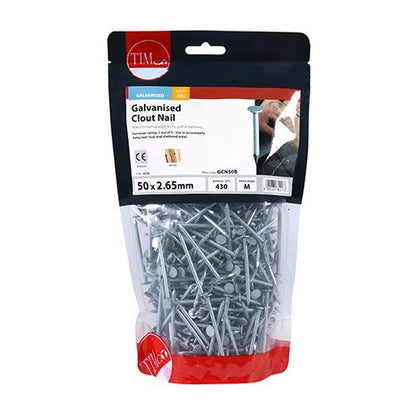 TIMCO Galvanised Clout Nails Roofing Nails Available in All Sizes and Pack Quantities from 50 Pieces to 25kg for Roofing Felt Timber and General Construction