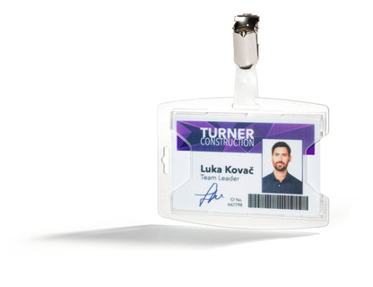 Durable reXycle 1 Card Security Pass ID Badge Holders with Clip | 25 Pack | 11.8 x 20.9 x 10