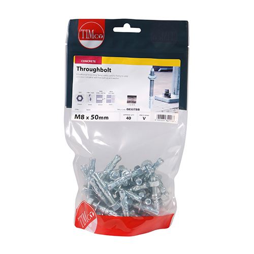 TIMCO Throughbolt - BZP M8 x 50 Silver Pack 40