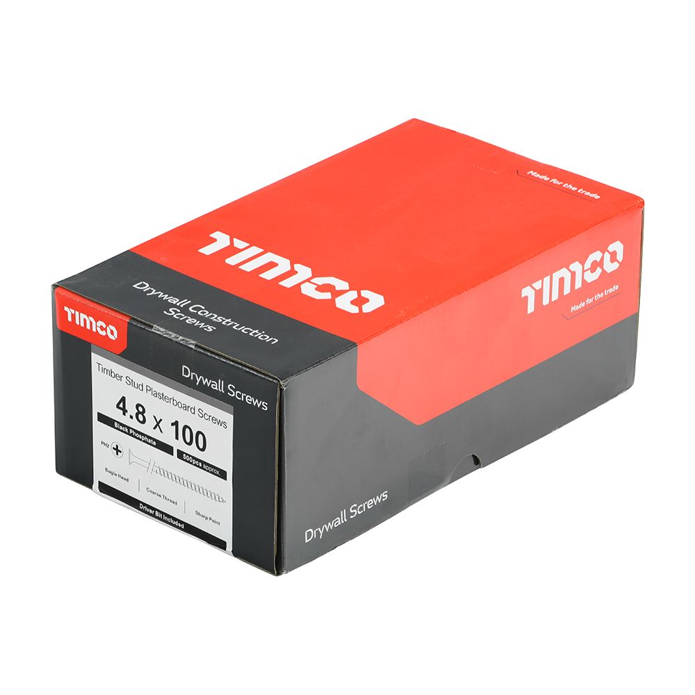 TIMCO Drywall Screw PH2 Coarse Black 4.8 x 100 Black Pack 500