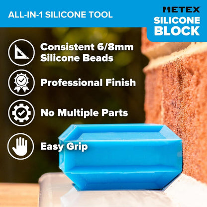 Silicone Block - 5 In 1 Easy Grip Sealant Shaping & Finishing Caulking Tool - Creates A Consistent Width Bead