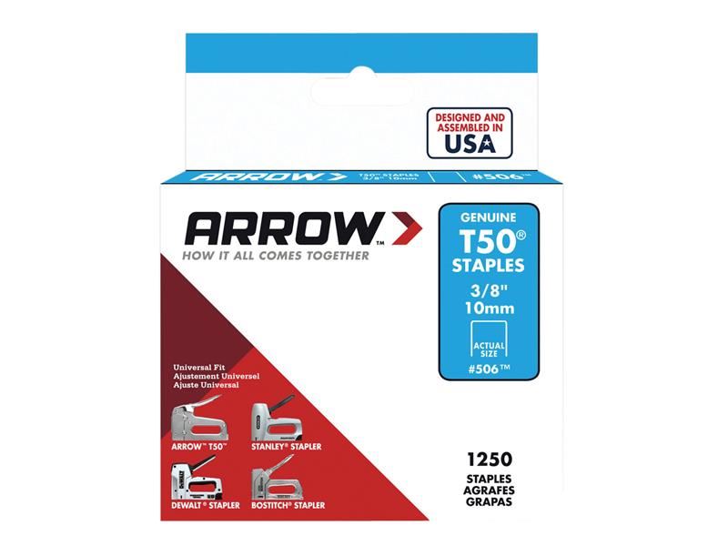 Arrow A50624 T50 Staples 10mm (3/8in) Box 1250