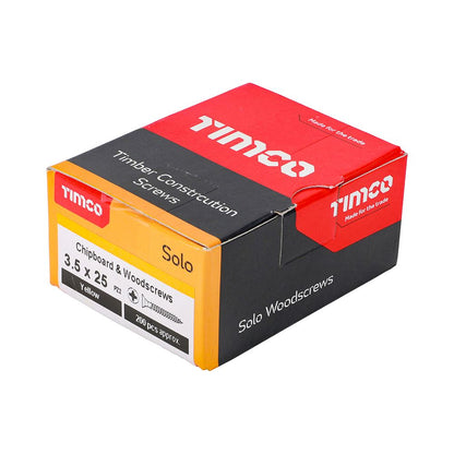 TIMCO Solo Woodscrew PZ2 CSK ZYP 3.5 x 25 Gold Pack 200
