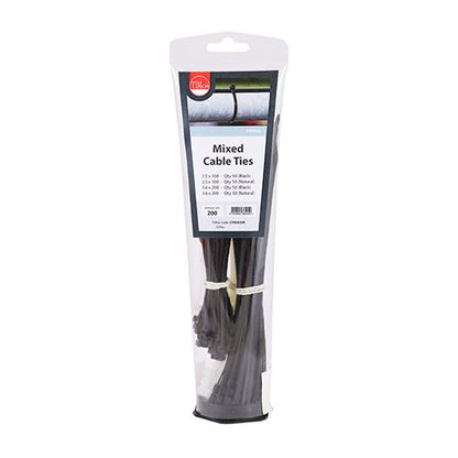TIMCO Cable Tie Mixed Set of 200 Mixed 200pc Black Pack 200