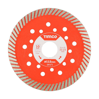TIMCO Prem Diamond Blade Turbo Cont 115 x 22.2 Pack 1