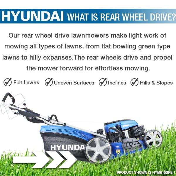 Hyundai HYM460SPE Petrol Lawn Mower 139cc 18"/46cm Electric Start Self Propelled Garden Mower Garden Grass Cutting