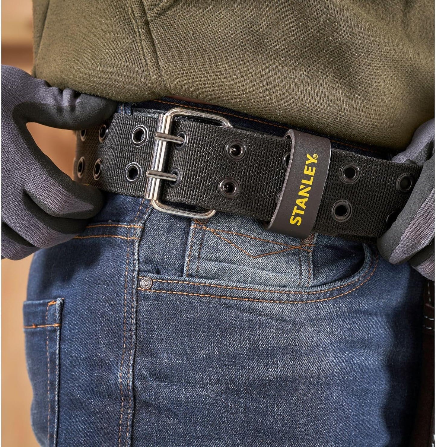 Stanley Leather Tool Apron Heavy Duty Carpenter Work Belt Multi Pocket 80113